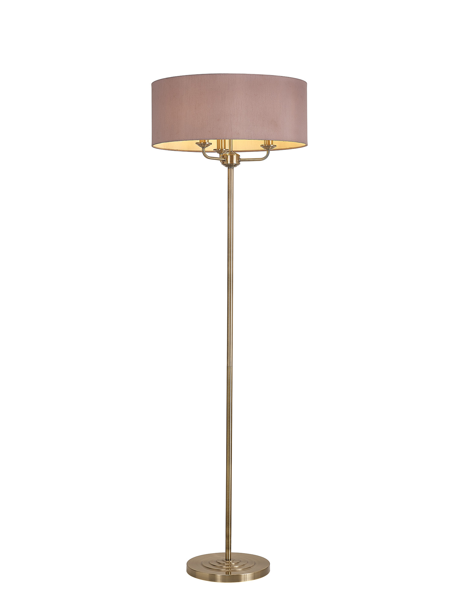 DK0918  Banyan 45cm 3 Light Floor Lamp Antique Brass; Taupe